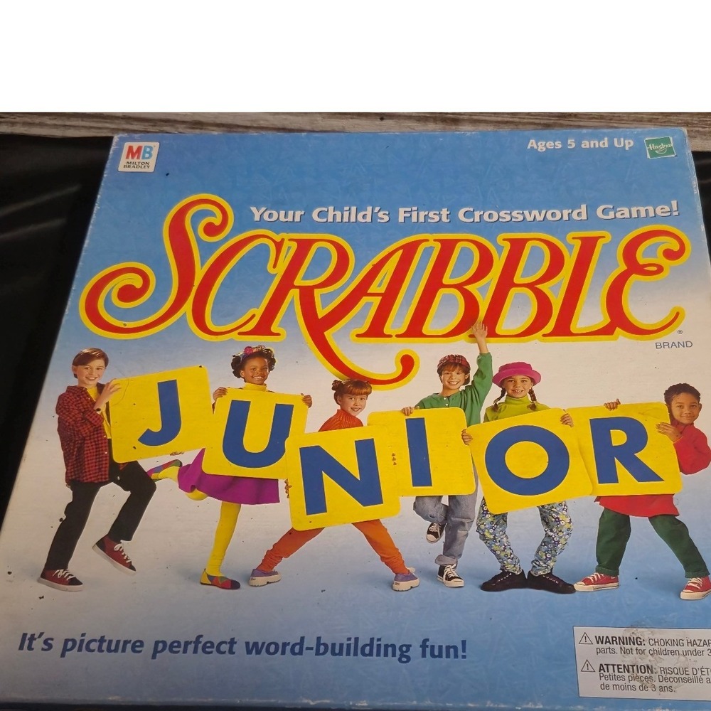 Scrabble Junior Board Game 1999 Milton Bradley Hasbro 04039 Kids Word Game